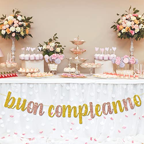 Buon Compleanno Banner - Italian Happy Birthday Sign, Italian Themed Birthday Party Decoration Supplies