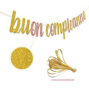 Buon Compleanno Banner - Italian Happy Birthday Sign, Italian Themed Birthday Party Decoration Supplies