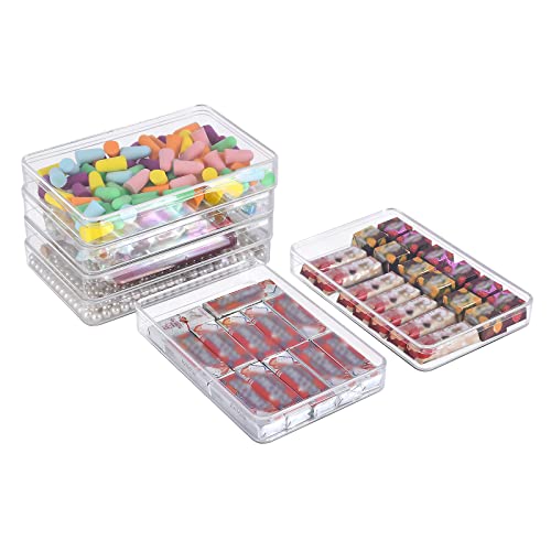 Clear Acrylic Square Cube Plastic , Worasign 6 Pack Plastic square cube containers with Lid Plastic Storage Boxes 7x4.7x1 Inches for Candy Pill ,Tiny Jewelry Beads, Coins, and findings, Craft Supplies, Sewing