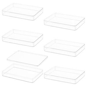 Clear Acrylic Square Cube Plastic , Worasign 6 Pack Plastic square cube containers with Lid Plastic Storage Boxes 7x4.7x1 Inches for Candy Pill ,Tiny Jewelry Beads, Coins, and findings, Craft Supplies, Sewing