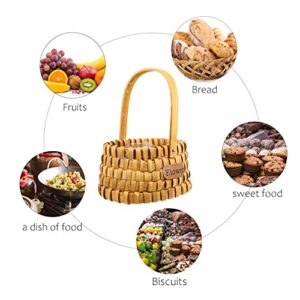 DOITOOL Oval Basket Handwoven Storage Basket with Handles Wooden Woven Picnic Baskets Flower Girl Gift Baskets Rustic Decorative Flower Basket with Plastic Insert Ellipse Toy Baskets