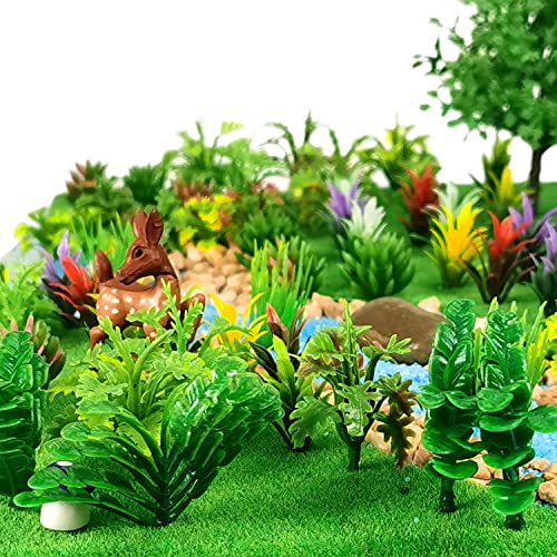 91pcs Model Trees Mixed Miniature Trees Model Train Scenery Fairy Garden Trees Diorama Trees Artificial Wargame Trees Model Railroad Scenery Diorama Supplies for DIY Scenery Landscape