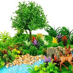 91pcs Model Trees Mixed Miniature Trees Model Train Scenery Fairy Garden Trees Diorama Trees Artificial Wargame Trees Model Railroad Scenery Diorama Supplies for DIY Scenery Landscape