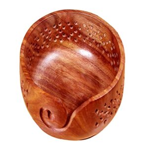 Wooden Yarn Bowl for Knitting Crocheting Handmade Bowl (Wooden Yarn Storage Bowl for Knitting), brown, 6X3X3