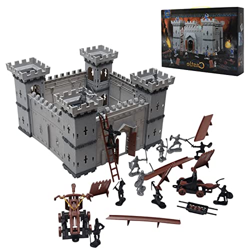 CfoPiryx Medieval Castle Toys,Knight Game Soldier Model Building Accessories, DIY Assembled Castle Model Set,Playset Gifts