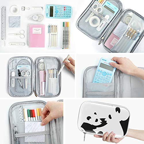 ZZKKO Panda Bear Mom Baby Pencil Bag Case Zipper Pencil Holder Organizer Stationary Pen Bag Cosmetic Makeup Bag Pouch Purse for School Office Supplies