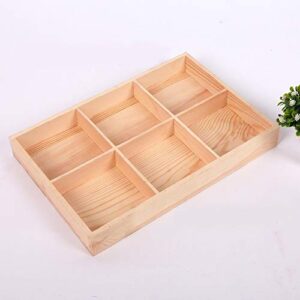 Rustic Compartments Wooden Divided Boxes Succulents Flower Pot Desktop Storage Box Holder Home Balcony Organizer, Wood Display Tray for Crafts, Jewelry, Ornaments (6 grids)