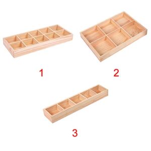 Rustic Compartments Wooden Divided Boxes Succulents Flower Pot Desktop Storage Box Holder Home Balcony Organizer, Wood Display Tray for Crafts, Jewelry, Ornaments (6 grids)