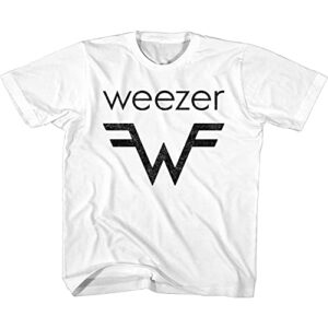 Weezer Rock Band Weezer & W Logo Toddler Short Sleeve T-Shirt Graphic Tee White