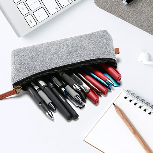 TOPTIE 4PCS Felt Zipper Pen Pouch, DIY Fabric Bank Bag Cash Coin Purse Pouch-Dark Grey