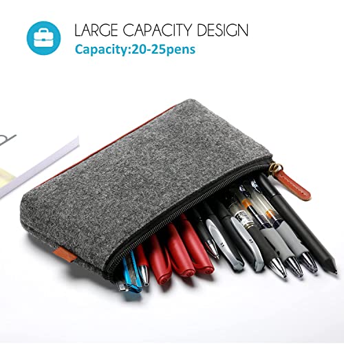 TOPTIE 4PCS Felt Zipper Pen Pouch, DIY Fabric Bank Bag Cash Coin Purse Pouch-Dark Grey
