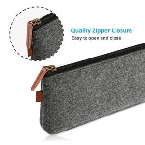 TOPTIE 4PCS Felt Zipper Pen Pouch, DIY Fabric Bank Bag Cash Coin Purse Pouch-Dark Grey