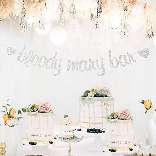 Bloody Mary Bar Banner, Wedding Bar Bunting, Bridal Shower Party Decor, Engagement Decors, Bachelorette Sign, Birthday Party Decorations, Silver Glitter