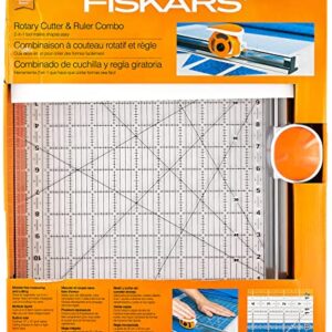 Fiskars Rotary Ruler Combo for Fabric Cutting, 12-Inch x 12-Inch,Clear