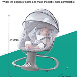 Baby Swing Baby Cradle Portable Infant Bouncer Adjustable Baby Motorized Rocker with Bluetooth Music Speaker and 5 Swaying Gears Preset Lullabies and Smooth Remote Control (Mocha Grey)