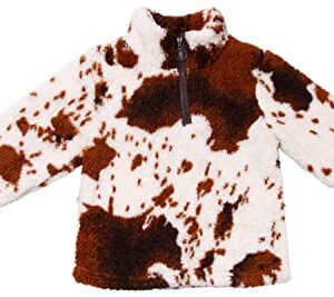 Kids Girls and Boys Cow Printed Sherpa Fleece Zip Sweatshirt Long Sleeve Pullover Jackets Sweatshirts Outwear Coat 4T