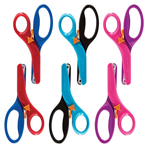 Fiskars Kids Scissors, Toddler Scissors, Safety Scissors, 6 Pack