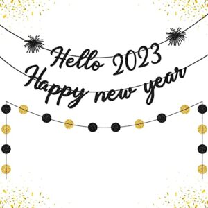 glitter black gold happy new year banner new years eve banner 2023 happy new year sign new years eve party supplies 2023 new year decorations