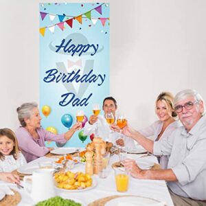 Labakita Blue Happy Birthday Dad Door Banner, Men's Birthday Decorations, Father Birthday Party Banner, Happy Birthday Banner for Men