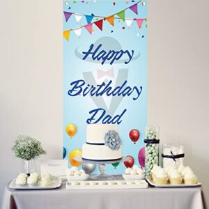 Labakita Blue Happy Birthday Dad Door Banner, Men's Birthday Decorations, Father Birthday Party Banner, Happy Birthday Banner for Men