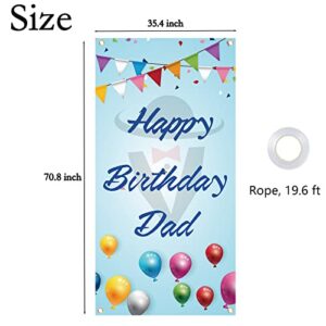 Labakita Blue Happy Birthday Dad Door Banner, Men's Birthday Decorations, Father Birthday Party Banner, Happy Birthday Banner for Men