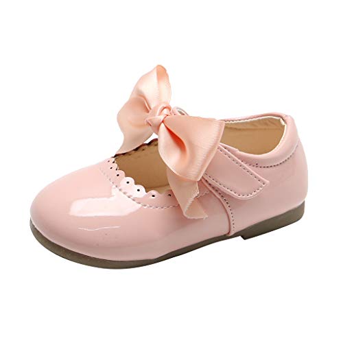 Princess Wedding Dress Mary Jane Flats Baby Girls Soft Princess Dress Flats Anti-Slip Sole Party School Wedding Pink