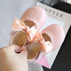 Princess Wedding Dress Mary Jane Flats Baby Girls Soft Princess Dress Flats Anti-Slip Sole Party School Wedding Pink