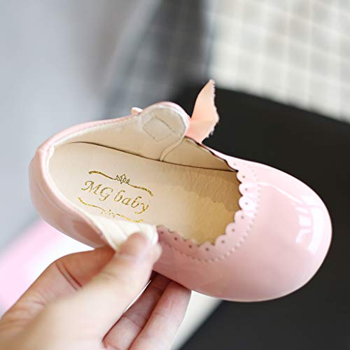 Princess Wedding Dress Mary Jane Flats Baby Girls Soft Princess Dress Flats Anti-Slip Sole Party School Wedding Pink