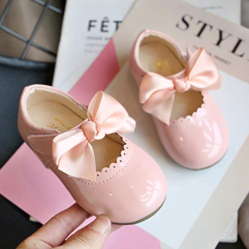 Princess Wedding Dress Mary Jane Flats Baby Girls Soft Princess Dress Flats Anti-Slip Sole Party School Wedding Pink