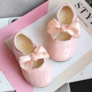 Princess Wedding Dress Mary Jane Flats Baby Girls Soft Princess Dress Flats Anti-Slip Sole Party School Wedding Pink