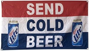 send cold beer miller lite beer novelty tapestry banner flag 3x5feet decor shop sign