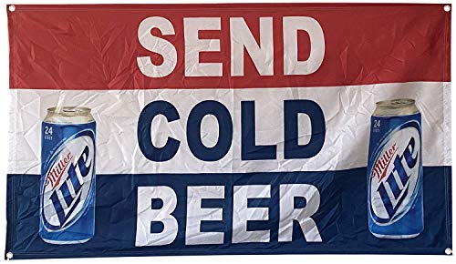 Send Cold Beer Miller Lite Beer Novelty Tapestry Banner Flag 3x5Feet Decor Shop sign