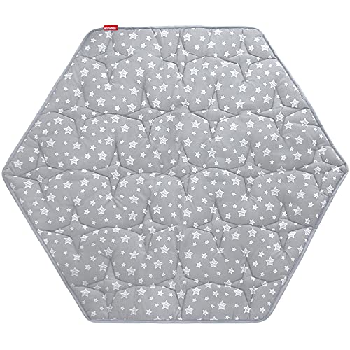 Hexagon Mat Mattress Pad, Non Slip Hexagon Baby Play Mat Compatible with Monobeach Princess Tent Kids Play Castle, Nursery Rug Play Mat, Grey with Star