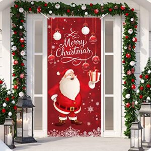 santa claus door cover decorations xmas hanging wall decoration sign front door or indoor home decor for merry christmas balls party supplies