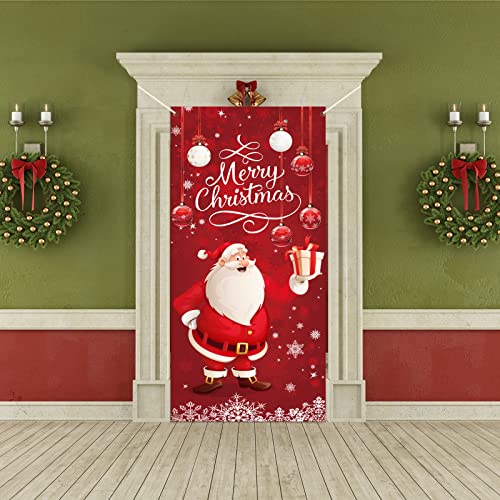Santa Claus Door Cover Decorations Xmas Hanging Wall Decoration Sign Front Door or Indoor Home Decor for Merry Christmas balls Party Supplies