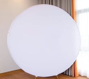 round backdrop covers circle background for birthday party baby shower wedding bridal shower decoration communion baptism white solid color double-sided round banner elastic fabric cover dia 6.5ft