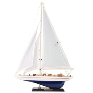 NAUTIMALL Wooden Sailing Boat Sailboat Yacht Model 19" Endeavour Enterprise Scale Replica Nautical Decor Corporate Personalized Gift (Enterprise 19inch)