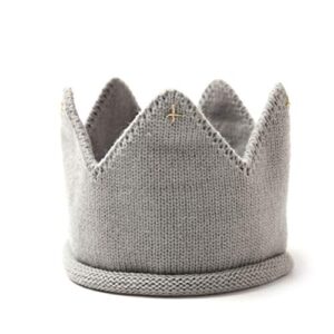 toyandona 1pcs baby boy & girl birthday party knitted crown headband toddler knit crochet beanie cap (gray)