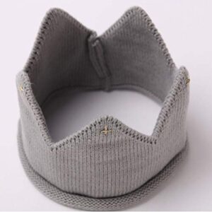 TOYANDONA 1pcs Baby Boy & Girl Birthday Party Knitted Crown Headband Toddler Knit Crochet Beanie Cap (Gray)