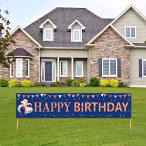 rose gold navy blue happy birthday banner decorations, happy birthday yard sign party supplies for women girls, 16th 21st 30th 40th 50th 60th bday party decor for outdoor indoor