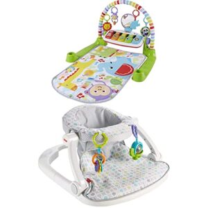 fisher-price deluxe kick ‘n play piano gym, green, gender neutral (frustration free packaging) sit-me-up floor seat