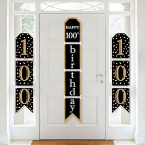 big dot of happiness adult 100th birthday – gold – hanging vertical paper door banners – birthday party wall decoration kit – indoor door decor