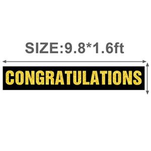 Black Congratulations Large Banner for 2022 Graduation - Wedding - Congrats Grad - We are Engaged - Happy Retirement Bunting Party Indoor Ourdoor Home Decoration (9.8 x 1.6 feet)