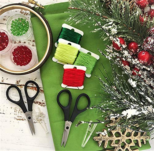 Beaditive Lightweight Sewing and Embroidery Scissors Set (2 PC) | Sewing, Embroidery, Paper Cutting, Crafting | Stainless Steel | Protective Cover (3.5 in)