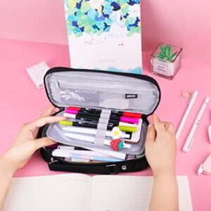 iSuperb Portable Big Pencil Case Large Capacity Pencil Pouch Compartments Pen Bag Zipper Stationery Organizers Bags Makeup Cosmetic Bag for Women