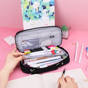 iSuperb Portable Big Pencil Case Large Capacity Pencil Pouch Compartments Pen Bag Zipper Stationery Organizers Bags Makeup Cosmetic Bag for Women