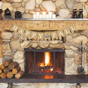 Happy Fall Banner Buffalo Check Plaid Jute Burlap Pumpkin Thanksgiving Farmhouse Mantle Fireplace Garland Decoration