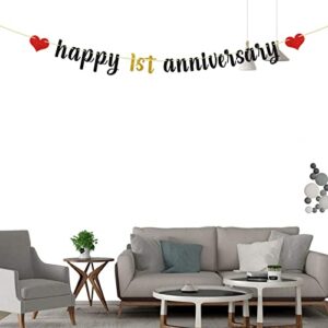 Maicaiffe Happy 1st Anniversary Banner - for 1st Wedding Anniversary / 1st Anniversary Party / 1st Birthday Party Decorations (1st)