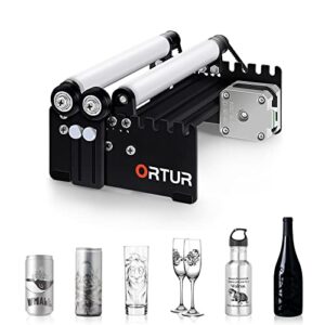 ortur laser rotary roller, 360° laser engraver y-axis rotary module for engraving cylindrical objects cans, 7 adjustment diameters, min to 8mm, compatible with most laser engraving machines