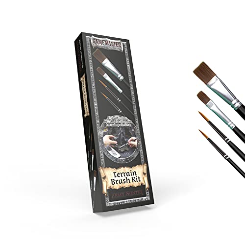 The Army Painter Gamemaster: Terrain Miniature Acrylic Paint Brush in Four Sizes- Terrain Detail Paint Brush, Fine Paint Brush, Model Paint Brush Set for Terrains & Tiles & Wargaming Terrain